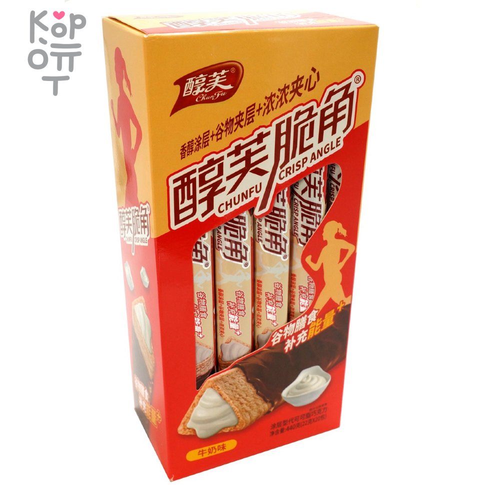 Chunfu Crisp Angle Cakes - Хрустящее злаковое Фитнес печенье с кремовой начинкой и вкусом Молока, купить с доставкой на дом фото 1 — Корейские товары для всей семьи(КорОпт)