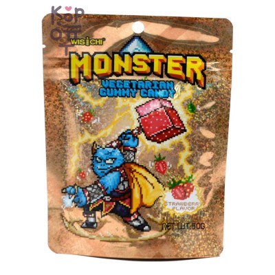 WISICHI — Monster Vegetarian Gummy Candy Strawberry Flavour — Жевательный мармелад со вкусом клубники, 50 г