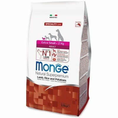 Monge Dog Speciality Extra Small корм для взрослых собак миниатюрных пород ягненок с рисом и картофелем 2,5кг.