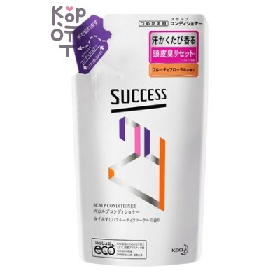KAO Success - Мужской кондиционер для кожи головы, подавляющий неприятные запахи «Свежесть и аромат» (сочные фрукты), (бутылка с дозатором), 350мл