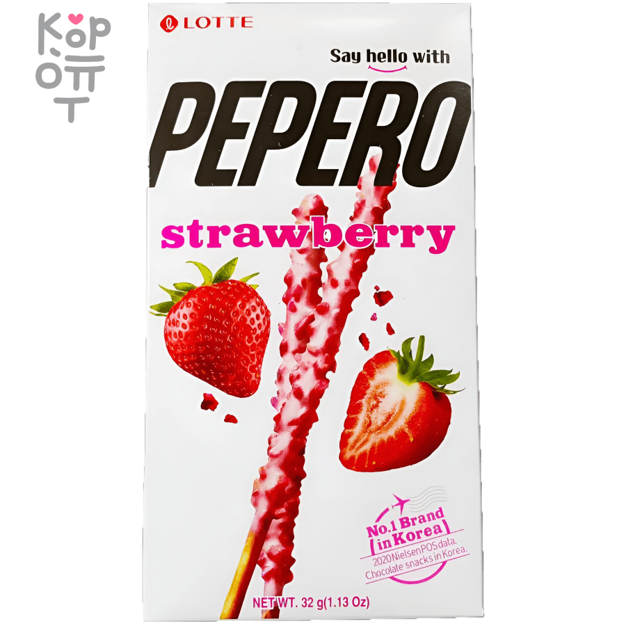 Lotte Pepero Strawberry Cookie - Соломка в клубничной глазури 32гр. по цене  124 руб. в интернет магазине Корейские товары для всей семьи(КорОпт)