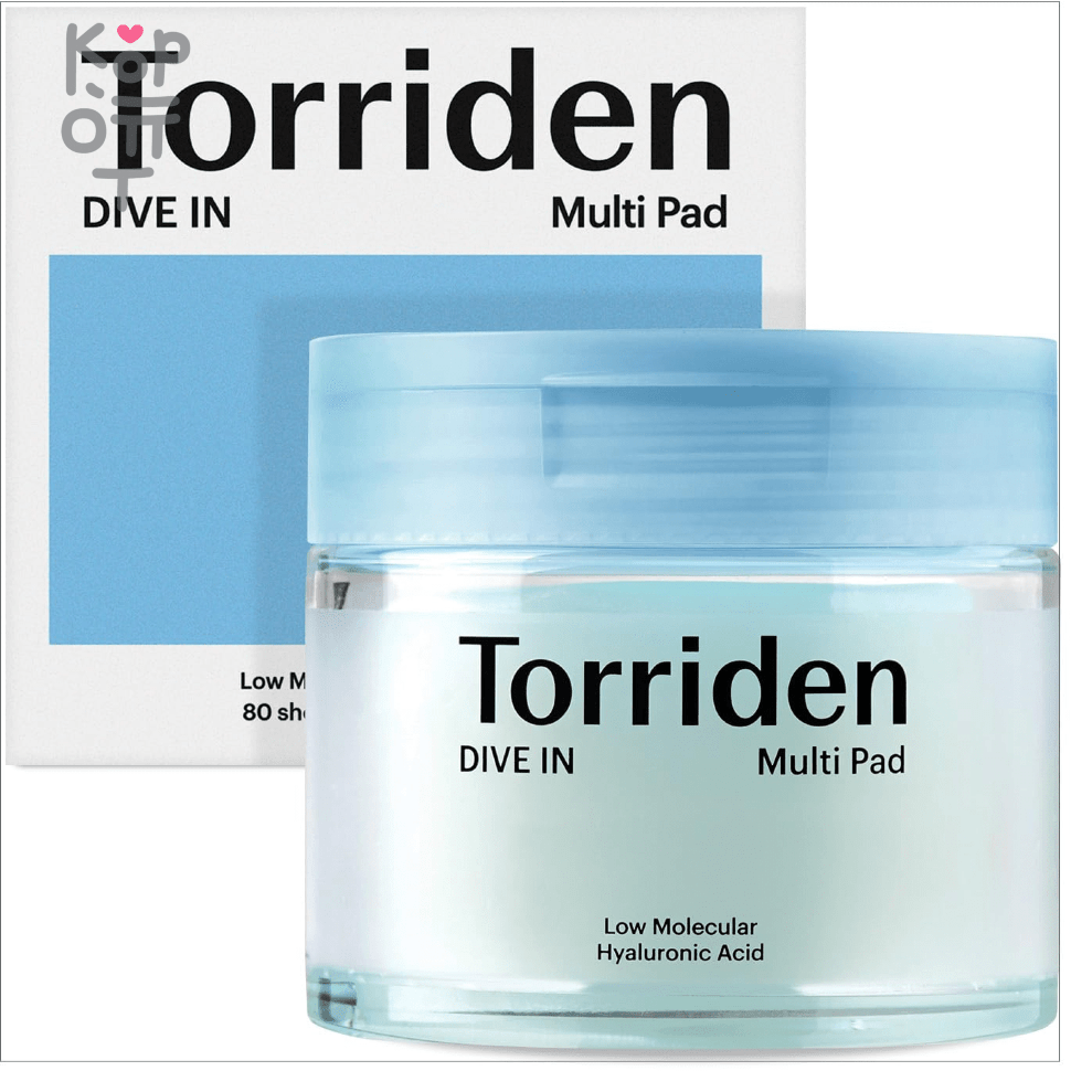 Torriden Dive-In Low Molecule Hyaluronic Acid Multi Pad - Тонер-пэды с низкомолекулярной Гиалуроновой Кислотой 80шт. (180мл.), купить с доставкой на дом фото 1 &mdash; Корейские товары для всей семьи(КорОпт)