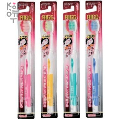 EBISU Зубная щетка с комбинированным прямым срезом ворса и прорезиненной ручкой. Средней жёсткости — Корейские товары для всей семьи(КорОпт)