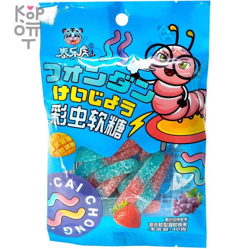 Мармелад TaiLeNu на ленте с фруктовым вкусом, в форме червячка, купить с доставкой на дом фото 1 — Корейские товары для всей семьи(КорОпт)