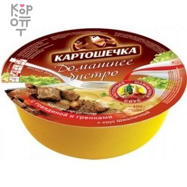 Пюре с говядиной и гренками + соус Шашлычный, Картошечка, 72гр &mdash; Корейские товары для всей семьи(КорОпт)
