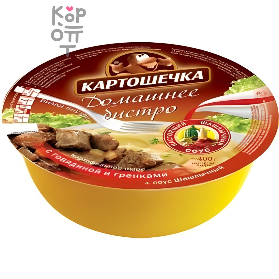 Пюре с говядиной и гренками + соус Шашлычный, Картошечка, 72гр