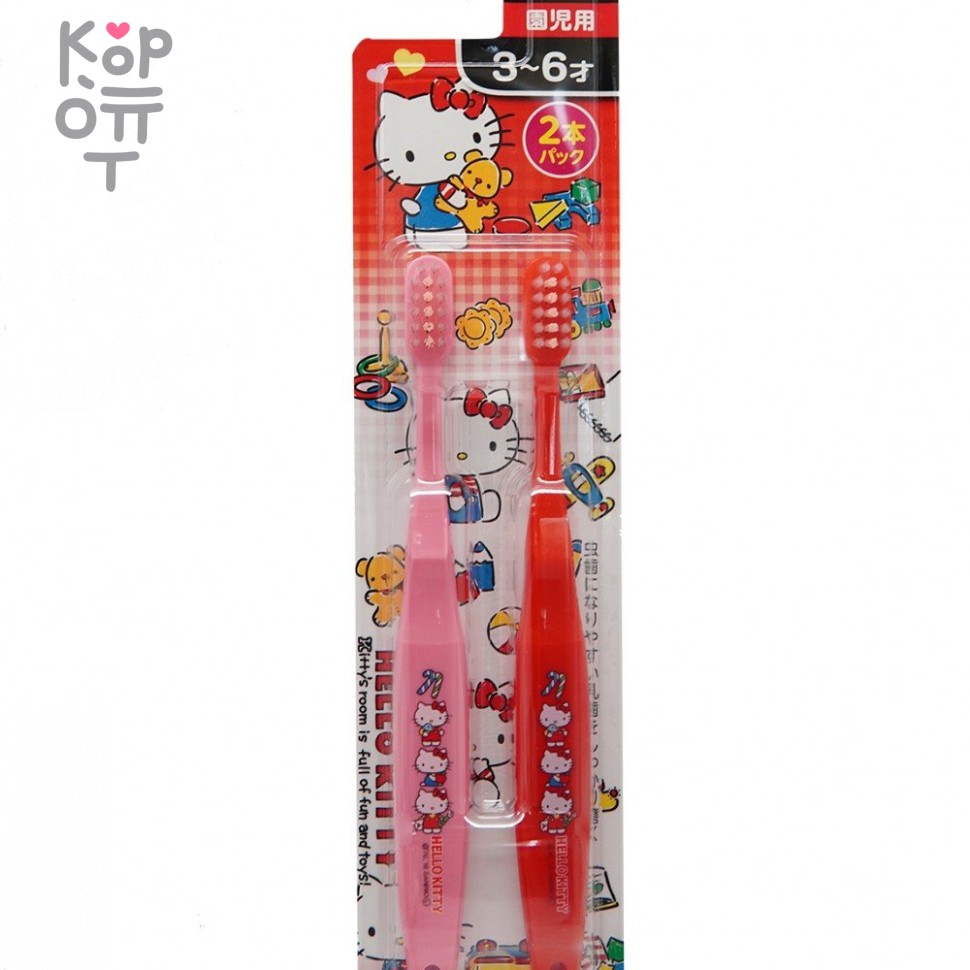 EBISU Kids Toothbrush - Детская зубная щетка с компактной головкой "Котята" 2 шт. (от 3 до 6 лет).