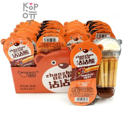 Печенье Cengreat ZhanZhan Bear Dipping Sauce Biscuits - Бисквитное печенье Медведи с нежным соусом и взрывной карамелью, 35гр.