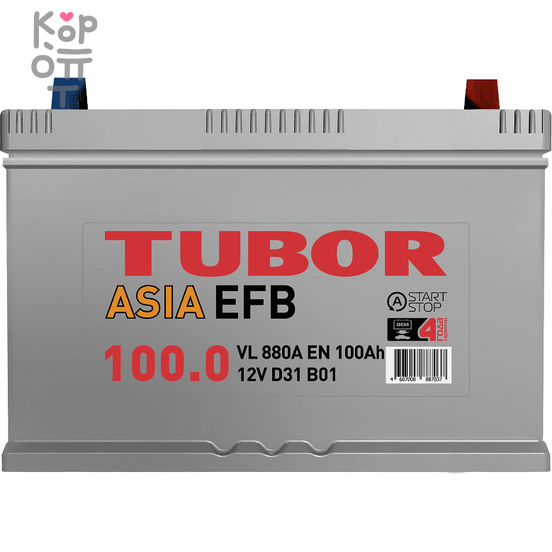 Аккумулятор TUBOR ASIA EFB 6СТ-100.0 VL B01, 100A, D31 ( L )