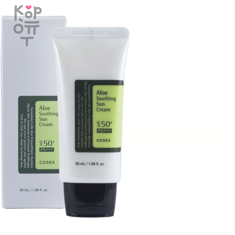 COSRX Aloe Soothing Sun Cream SPF 50+ / PA+++ - Успокаивающий солнцезащитный крем с экстрактом Алоэ 50мл., купить с доставкой на дом фото 1 — Корейские товары для всей семьи(КорОпт)