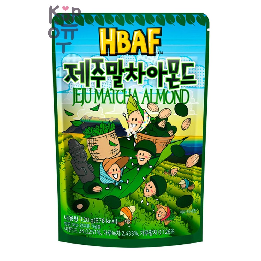 HBAF Jeju Matcha Almond - Миндаль со вкусом зеленого чая матча, 120 г