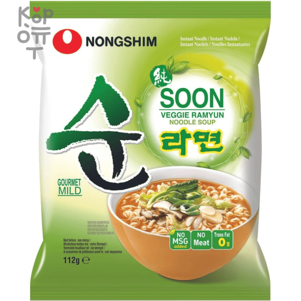 Лапша сублимированная NONGSHIM Soon Veggie Ramyun Noodle Soup - "НЕ острая", 112гр., 40 упаковок в Коробке, купить с доставкой на дом фото 1 &mdash; Корейские товары для всей семьи(КорОпт)