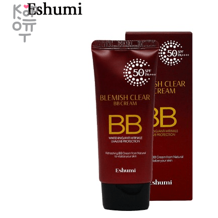 Eshumi Blemish Clear BB Cream SPF 50+++ - Выравнивающий тон кожи ВВ-крем с фактором защиты от солнца 50гр., купить с доставкой на дом фото 1 — Корейские товары для всей семьи(КорОпт)