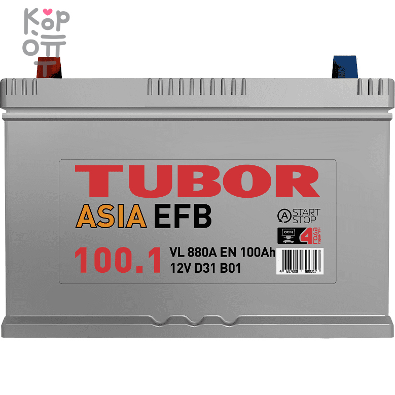 Аккумулятор TUBOR ASIA EFB 6СТ-100.1 VL B01, 100A, D31 ( R )
