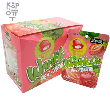 Карамель WanHeDa Sandwich Mints - со вкусом Клубники и мятным послевкусием — Корейские товары для всей семьи(КорОпт)