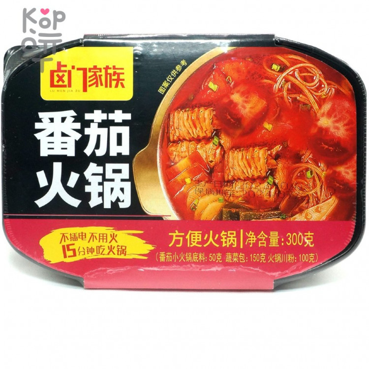 Саморазогревающаяся лапша Lu Men Jia Zu - Тушеное мясо с Томатным соусом, острая, 300гр.