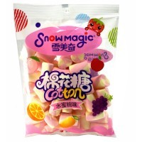 Маршмеллоу Snowmagic Ассорти вкусов Клубники, Персика, Винограда, Манго и Апельсина, розовая упаковка, 138гр.