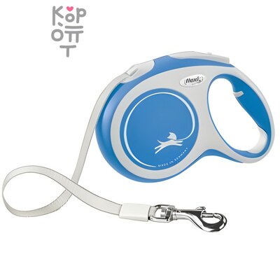 flexi рулетка NEW LINE Comfort M (до 25 кг) лента 5 м серый/синий