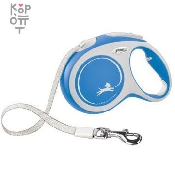 flexi рулетка NEW LINE Comfort M (до 25 кг) лента 5 м серый/синий — Корейские товары для всей семьи(КорОпт)