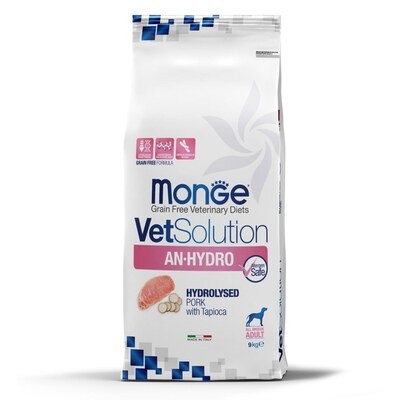 Monge VetSolution Dog An-Hydro — Диетический корм ан-гидро для собак при пищевой непереносимости 9 кг