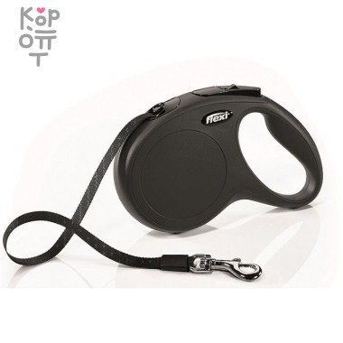flexi рулетка New Classic M (до 25 кг) 5 м лента черная — Корейские товары для всей семьи(КорОпт)
