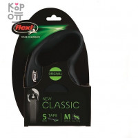 flexi рулетка New Classic M (до 25 кг) 5 м лента черная