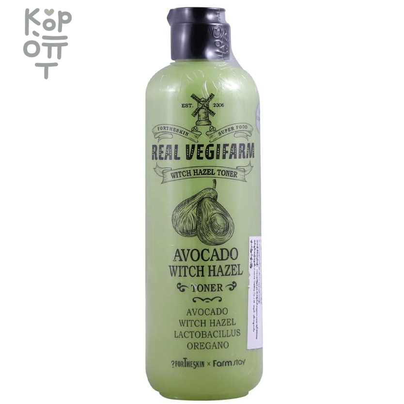 For The Skin Super Food Real Vegifarm Avocado Witch Hazel Toner - Увлажняющий тонер с экстрактом Авокадо 280мл., купить с доставкой на дом фото 1 — Корейские товары для всей семьи(КорОпт)