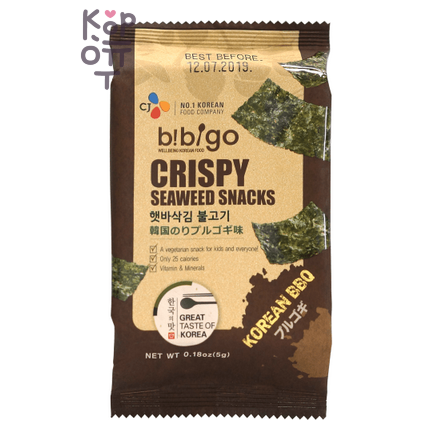 CJ Bibigo Crispy Seaweed Snacks Barbeque Flavor - Хрустящая морская капуста со вкусом барбекю, 5 г