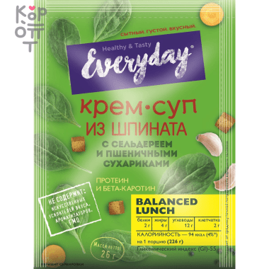 Крем-суп из шпината с сельдереем и пшеничными сухариками, пакет, Everyday, 26гр. &mdash; Корейские товары для всей семьи(КорОпт)
