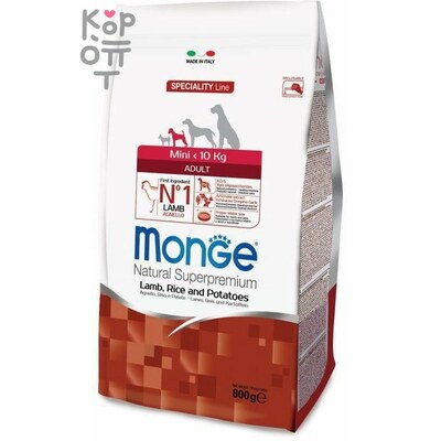 Monge Dog Speciality Mini корм для взрослых собак мелких пород ягненок с рисом и картофелем 800г