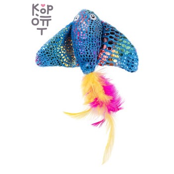 Игрушка Mr.Kranch для кошек Скат плюшевая с кошачьей мятой и перышками 16 см голубая