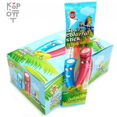 Кислая жевательная конфета тянучка Youka со вкусом зеленой сливы с начинкой из варенья — Корейские товары для всей семьи(КорОпт)
