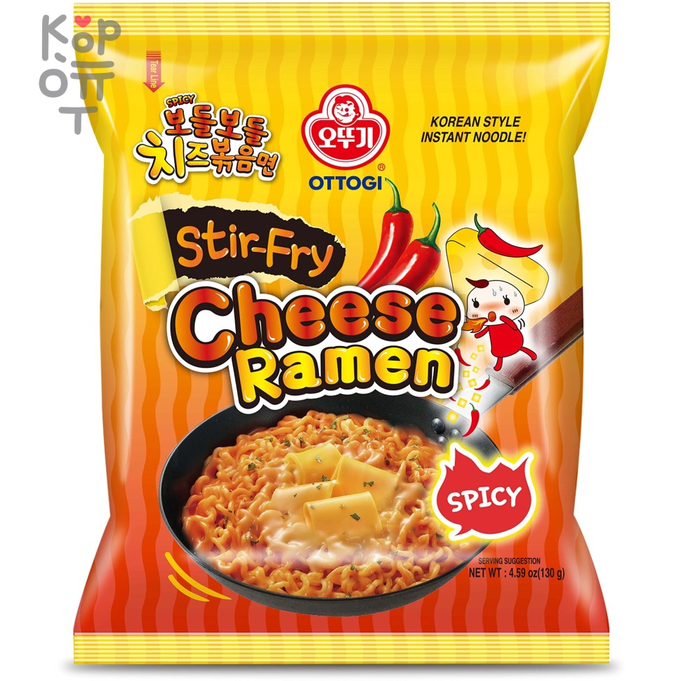 Ottogi Stir Fry Cheese Spicy Ramen - Лапша быстрого приготовления с сыром, острая 130гр.