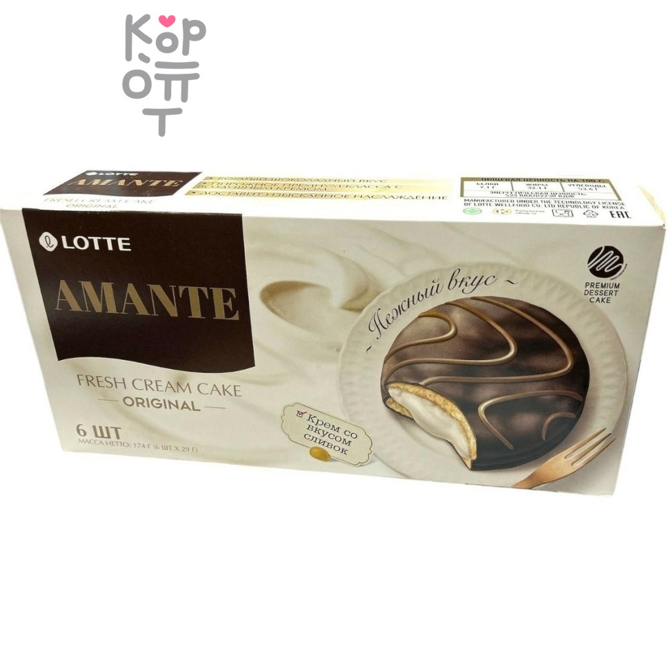Lotte Choco Pie Amante - Глазированное классическое печенье Чокопай со вкусом сливок