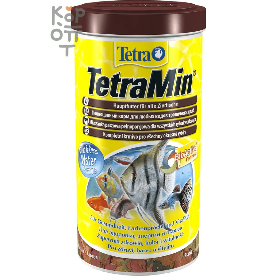 TetraMin корм для всех видов рыб в виде хлопьев 1л.