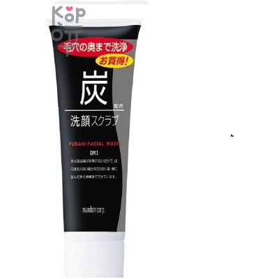 MANDOM Charcoal Cleansing Scrub - Мужская охлаждающая пенка-скраб для умывания жирной кожи лица с древесным углем и ментолом 100гр.