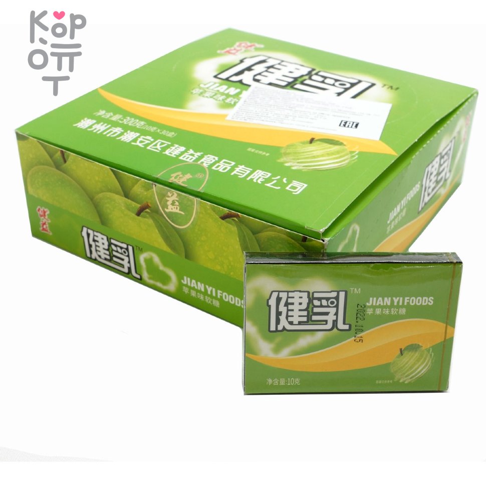Жевательная конфета JianYi foods с фруктовым вкусом, со вкусом Зеленого Яблока