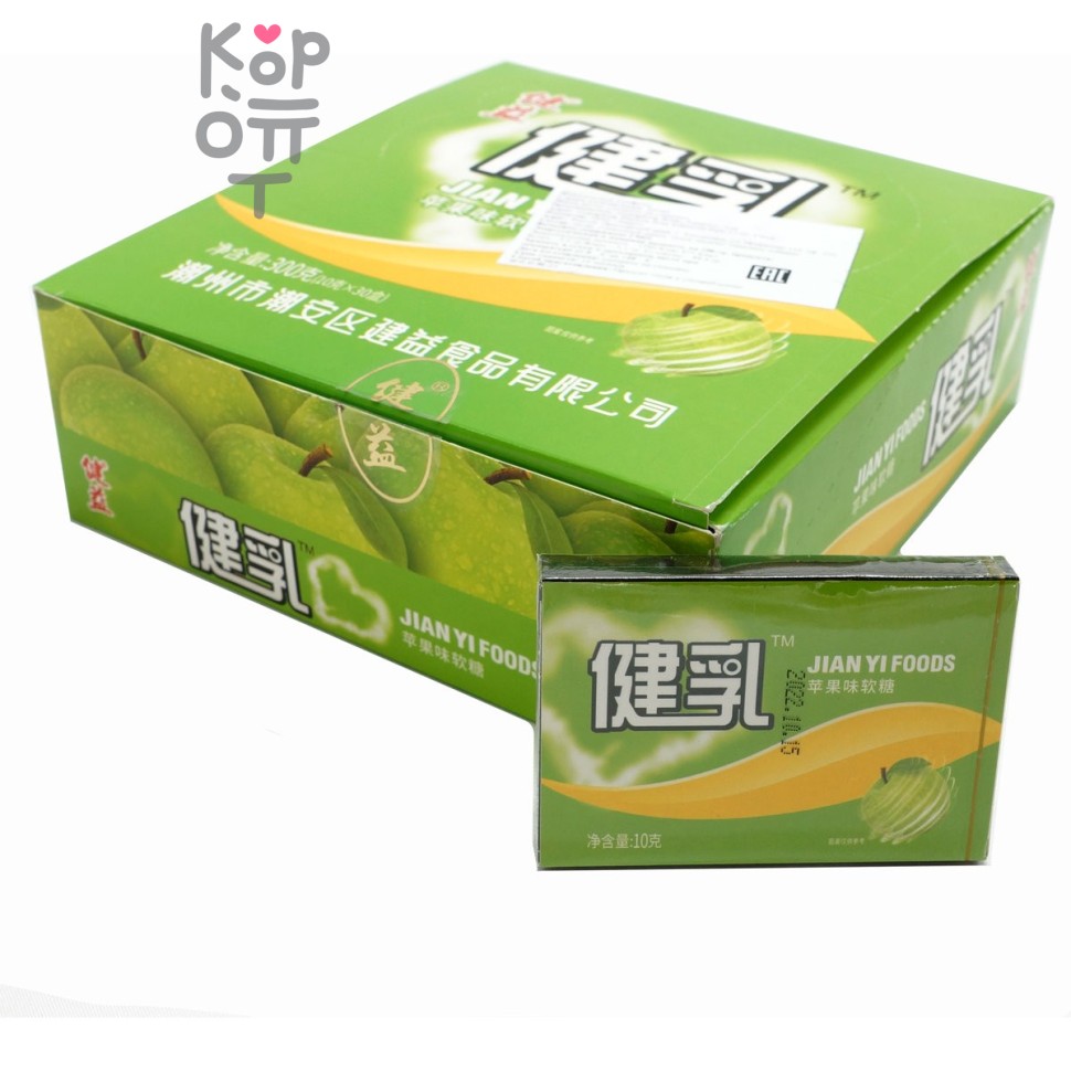 Жевательная конфета JianYi foods с фруктовым вкусом, со вкусом Зеленого Яблока