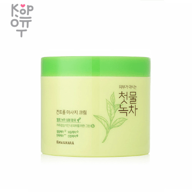 Welcos Kwailnara Massage Cream Green Tea Control - Крем массажный с ферментированным Зеленым Чаем, 300гр.  — Корейские товары для всей семьи(КорОпт)