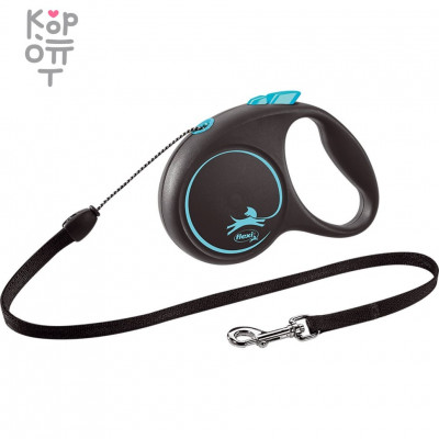 flexi рулетка Black Design S (до 12 кг) 5 м трос черный/синий
