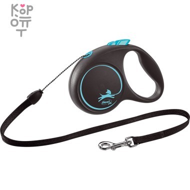 flexi рулетка Black Design S (до 12 кг) 5 м трос черный/синий — Корейские товары для всей семьи(КорОпт)