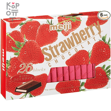 Meiji Matcha Strawberry BOX - Шоколадное ассорти с отборной клубникой завернутой в нежный молочный шоколад, 120гр. &mdash; Корейские товары для всей семьи(КорОпт)