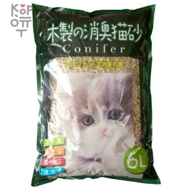 KOCHO Комкующийся туалетный наполнитель для моментального впитывания на основе дробленной древесины хвойных деревьев (смываемый в канализацию), 6л. — Корейские товары для всей семьи(КорОпт)