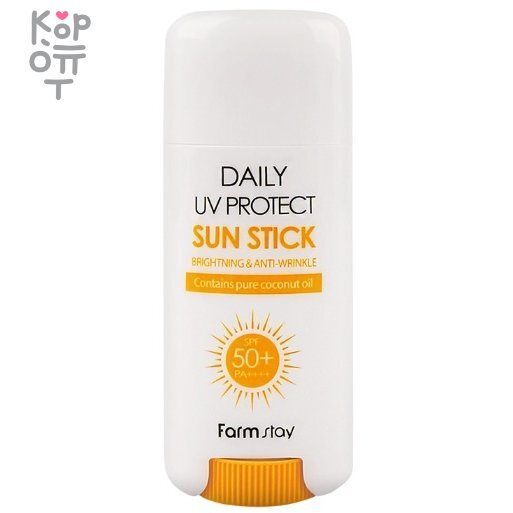 Farm Stay Daily UV Protect Sun Stick SPF50++PA+++ Солнцезащитный стик для всех типов кожи 16гр., купить с доставкой на дом ​Сильная защита от ультрафиолета с ультралегкой текстурой, которая увлажняет кожу. Увлажняйте кожу кокосовым маслом. Кокосовое масло бережно ухаживает за уставшей от солнца и уставшей кожей, питая и увлажняя. 