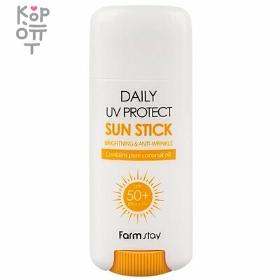 Farm Stay Daily UV Protect Sun Stick SPF50++PA+++ Солнцезащитный стик для всех типов кожи 16гр. Солнцезащитный крем Farm Stay Daily UV Protect Sun Stick Солнцезащитный стик для всех типов — уходовое средство для регулярного использования; в товаре выделяется: кокос. В КорОпт можно подобрать свежие приходы азиатской косметики с хорошим остаточным сроком годности и собрать заявку по средствам регулярного ухода.