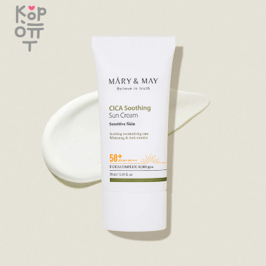 Mary&amp;May CICA Soothing Sun Cream SPF 50+ PA++++ - Успокаивающий солнцезащитный крем с центеллой 50мл. — Корейские товары для всей семьи(КорОпт)