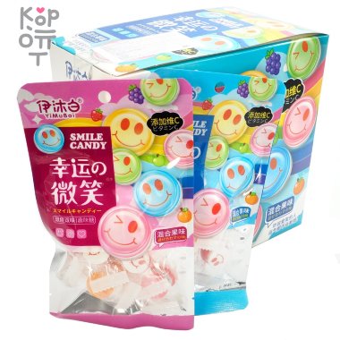 Леденцовая карамель Yimubai Smile Candy с витамином С и взрывным вкусом фруктов — Корейские товары для всей семьи(КорОпт)