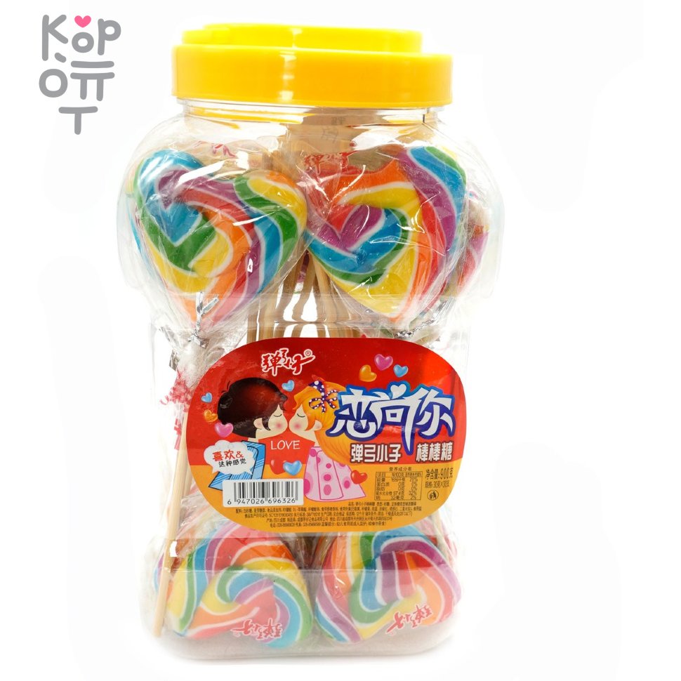 Фруктовый леденец сердечки Радуги на палочке, купить с доставкой на дом фото 1 — Корейские товары для всей семьи(КорОпт)