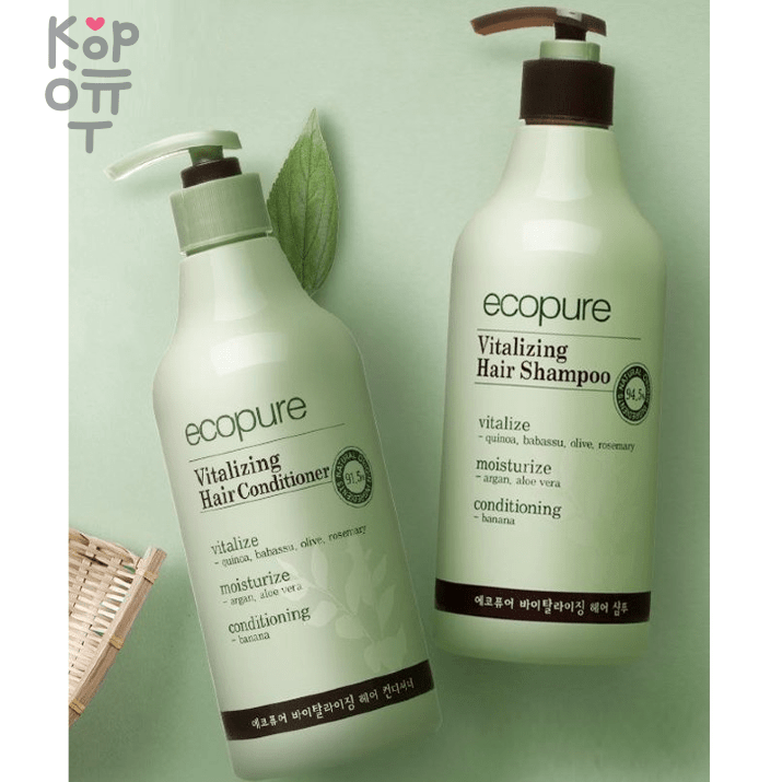 Ecopure Hair Shampoo Vitalizing - Восстанавливающий шампунь для волос 700мл.  Шампунь Ecopure Hair Shampoo Vitalizing — уходовое средство для регулярного использования; в товаре выделяется: экстракт алоэ вера. В КорОпт можно подобрать свежие приходы азиатской косметики с хорошим остаточным сроком годности и собрать заявку по средствам регулярного ухода.