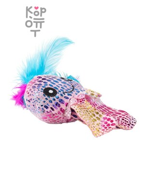 Mr.Kranch Игрушка для кошек Осьминожка плюшевая с кошачьей мятой и перышками, розовая, 16,5 см